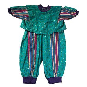 Vintage 90s Baby Jumpsuit One Piece Polka Dot Stripe Infant
